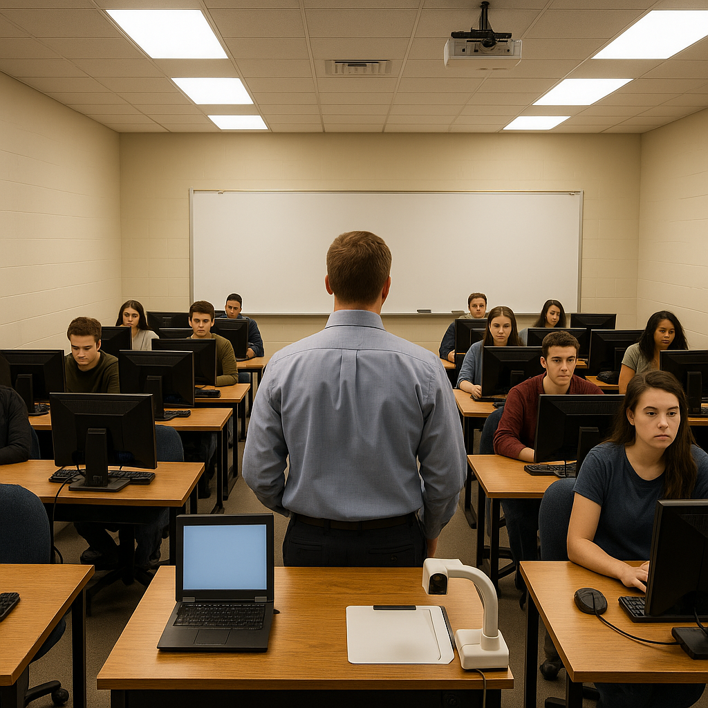 Teacher and Students in a computer classroom